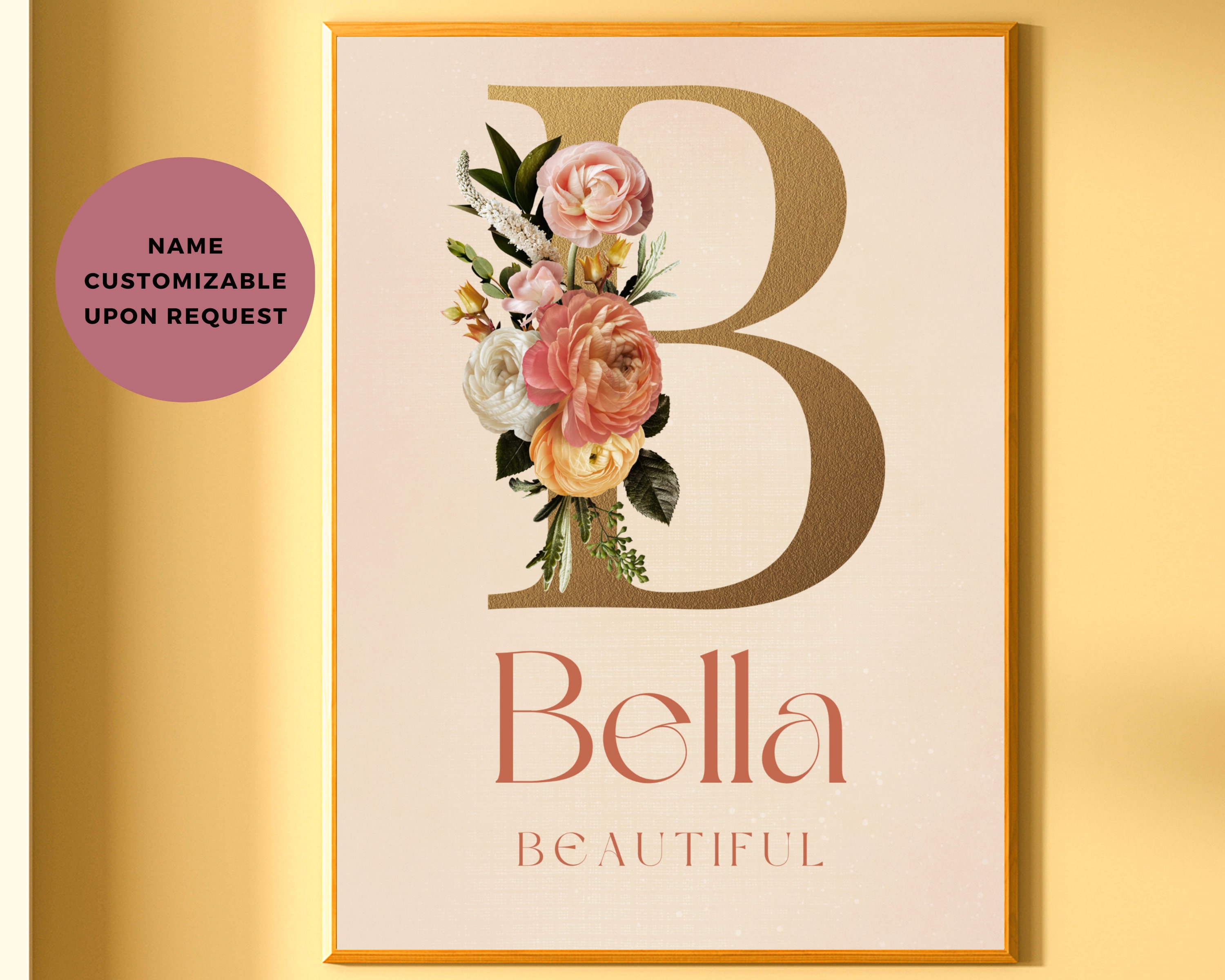 Bella Name Bedeutung Wand Kunst zum ausdrucken, personalisierte