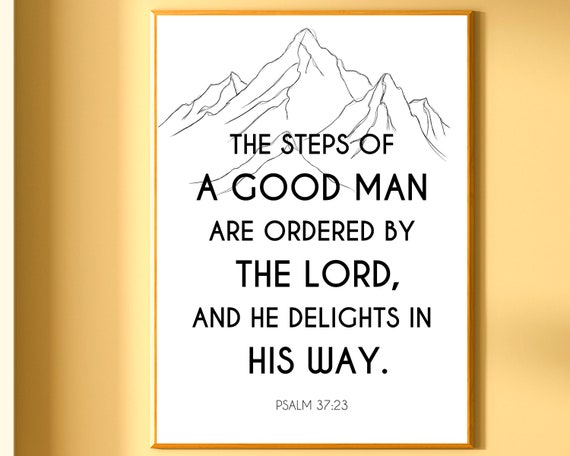 Psalms 37:23 Wall Art Printable, Father's Day Gift (Digital Download)