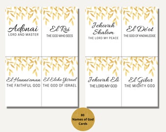 Names of God Cards Set 80 Hebrew Names of God With English Meaning Christian Gifts 80 4x 5.5 Cards Set