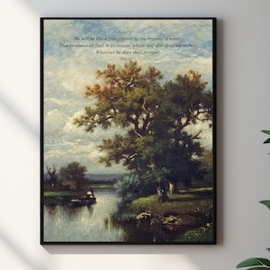 Psalm 1 Scripture Print: Vintage Christian Home Decor (Digital Download)