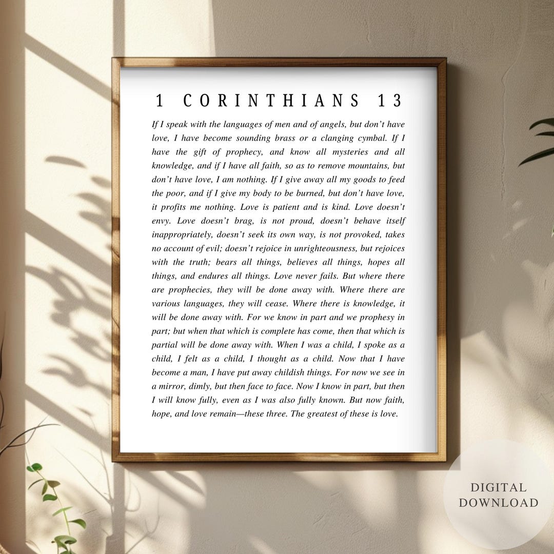 1 Corinthians 13 Christian Wall Art Sign Bible Verse Bible Verse ...