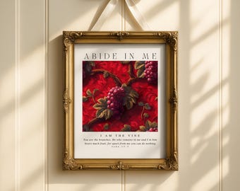 Abide in Me Vintage Scripture Art: Christian Bible Verse Print (Digital Download)