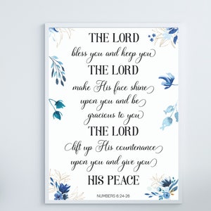 The LORD Bless Numbers 6 Printable Wall Art, The Aaronic Blessing Wall Art Printable, Numbers 6:24-26 Scripture Print image 3