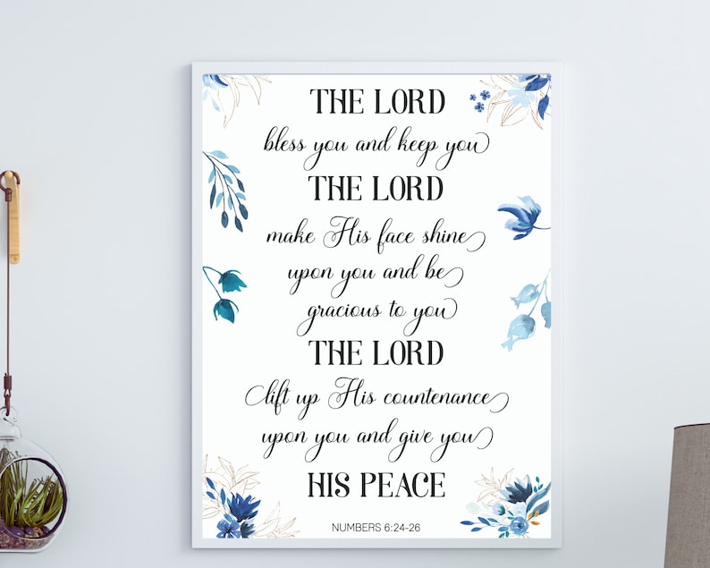 The LORD Bless Numbers 6 Printable Wall Art, The Aaronic Blessing Wall Art Printable, Numbers 6:24-26 Scripture Print image 3