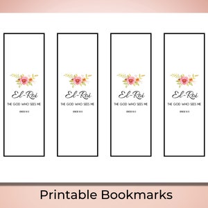 El Roi naam van God bladwijzer afdrukbaar, bladwijzerset christelijke bloemen schrift, God Who Sees Me, digitaal geloofscadeau voor vrouwen, Bijbelstudie