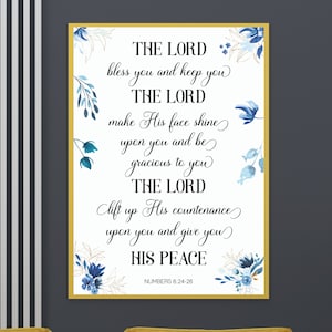 The LORD Bless Numbers 6 Printable Wall Art, The Aaronic Blessing Wall Art Printable, Numbers 6:24-26 Scripture Print image 2