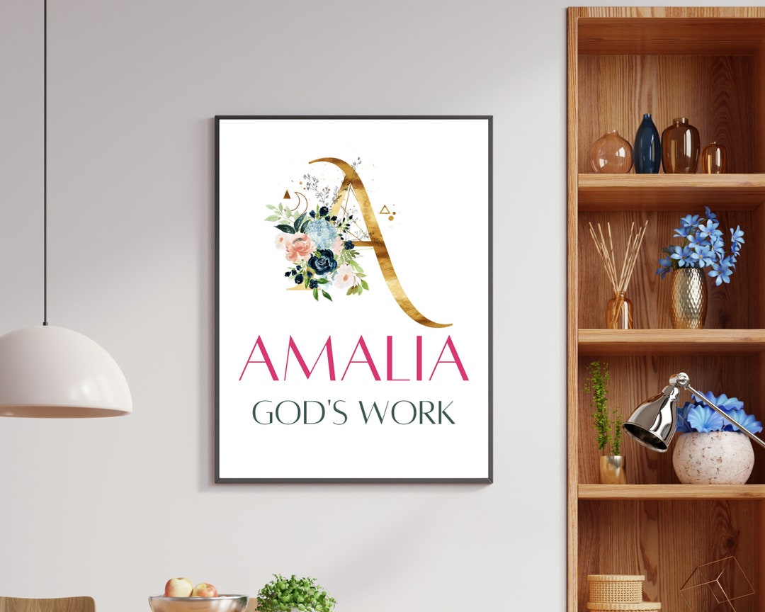 CUSTOMIZABLE Girls Name Meaning Wall Art Printable Amalia Etsy