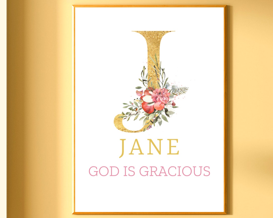Printable Baby Girl Name Sign, Jane Name Meaning Printable Wall Art