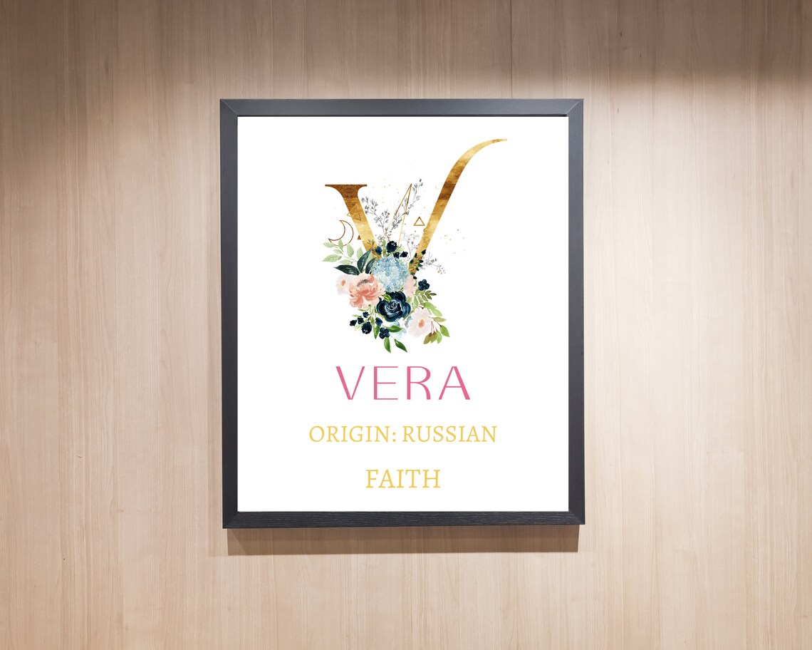 Vera Name Meaning Wall Art Printable Baby Shower Gift Baby Etsy