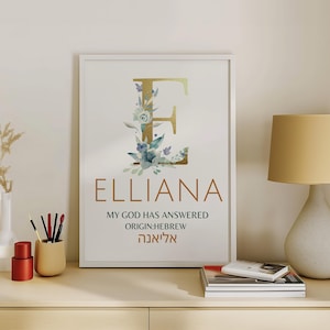 Personalized Floral Name Nursery Art: Elliana Baby Girl Decor (Digital Download)