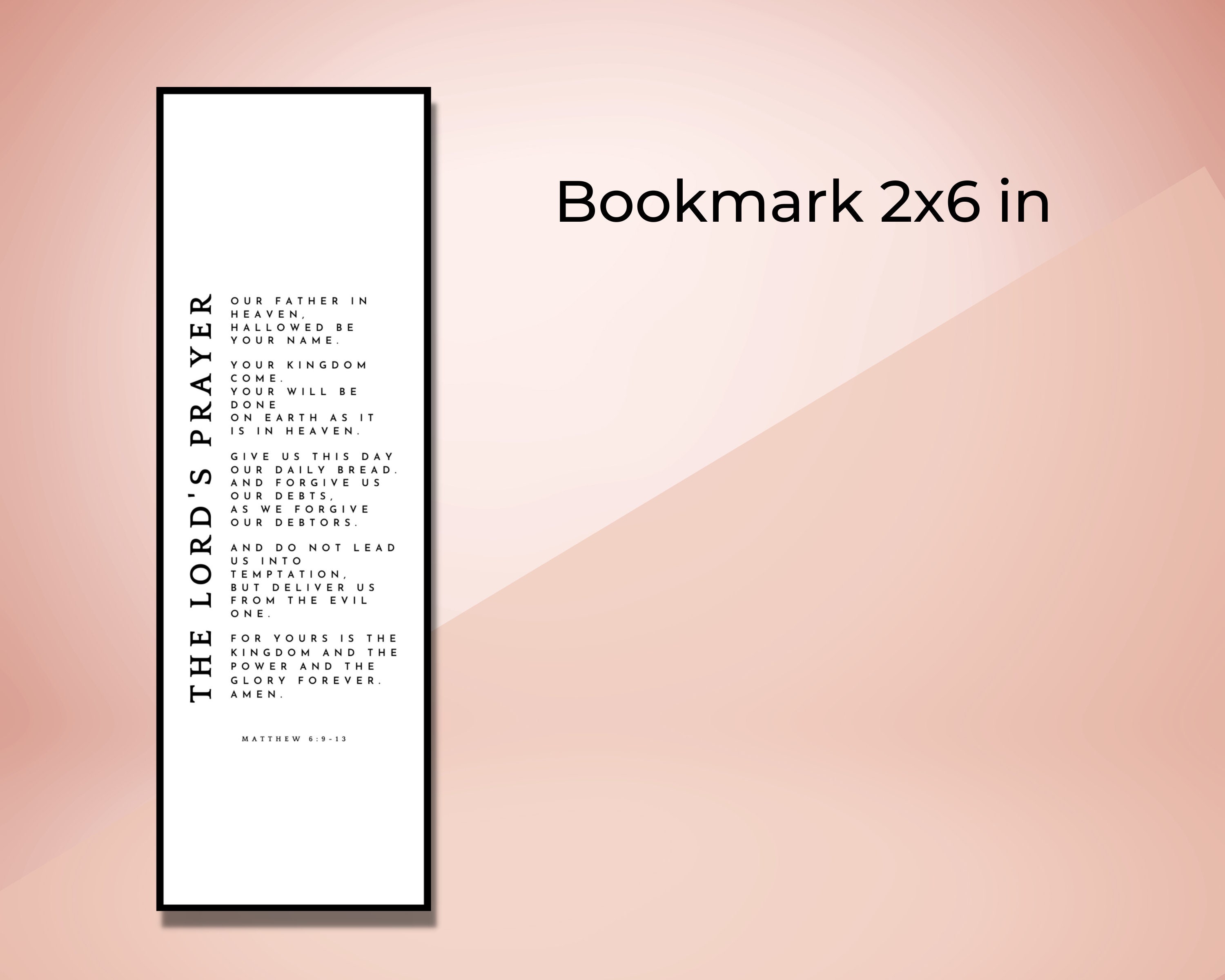 The Lords Prayer Printable Bookmark Bible Verse Bookmark - Etsy Canada