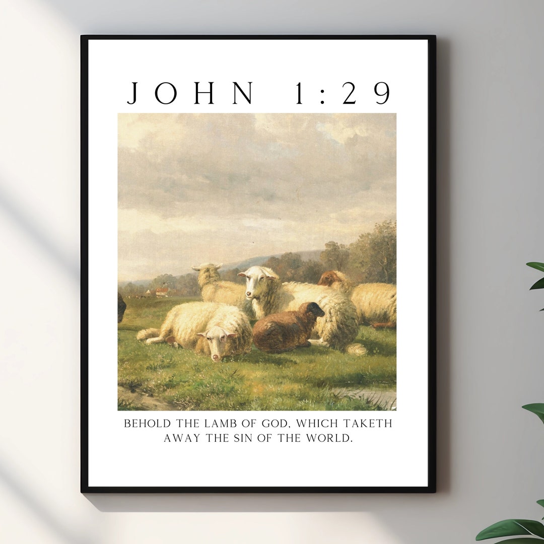 John 1:29 Behold the Lamb of God Baptism Gift Bible Verse Decor
