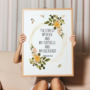 Psalm 18:2 Floral Bible Verse Wall Art (Digital Download)