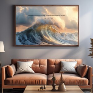 Vintage Christian Wall Art Printable Psalm 107 Waves Bible Verse Print ...