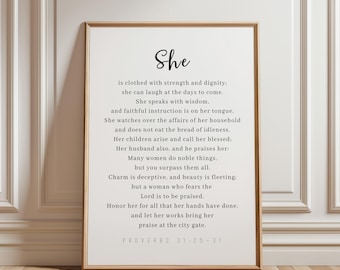 Proverbs 31 Woman Printable Wall Art: Christian Scripture Decor (Digital Download)