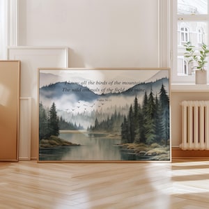 Psalm 50:11 Christian Nature Print, Forest Landscape (Digital Download)