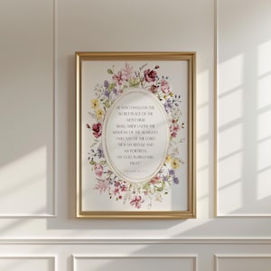 Florale schriftkunst Psalm 91: christelijk huisdecor (20 x 16 in digitale download)