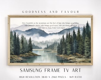 Christian Samsung Frame TV Art Bible Verse Frame Scrittura Art Digital Download istantaneo TV Mountain Landscape TV Art Vintage Lake Landscape