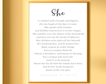 Proverbs 31: 25-31 Wall Art Printable Christian Mothers Day Gift  Mom Bible Verse Printable  Mothers Day Scripture Gift Mother's Day Decor