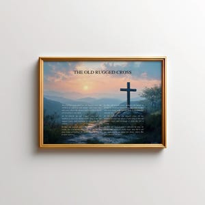 The Old Rugged Cross Hymn Wall Art, Printable Christian Hymn Lyrics, Scripture Song Wall Art,  Vintage Faith Decor, Digital Download