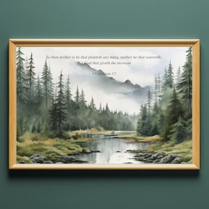 Christian Bible Verse Wall Art Baptism Gift 1 Corinthians 3:7 Gift for New Home Faith Poster God Who Gives The Increase Scripture Printable