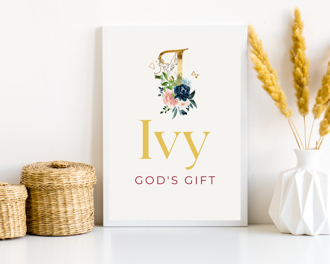 Ivy Baby Name Meaning Wall Art Printable Custom Initial Etsy