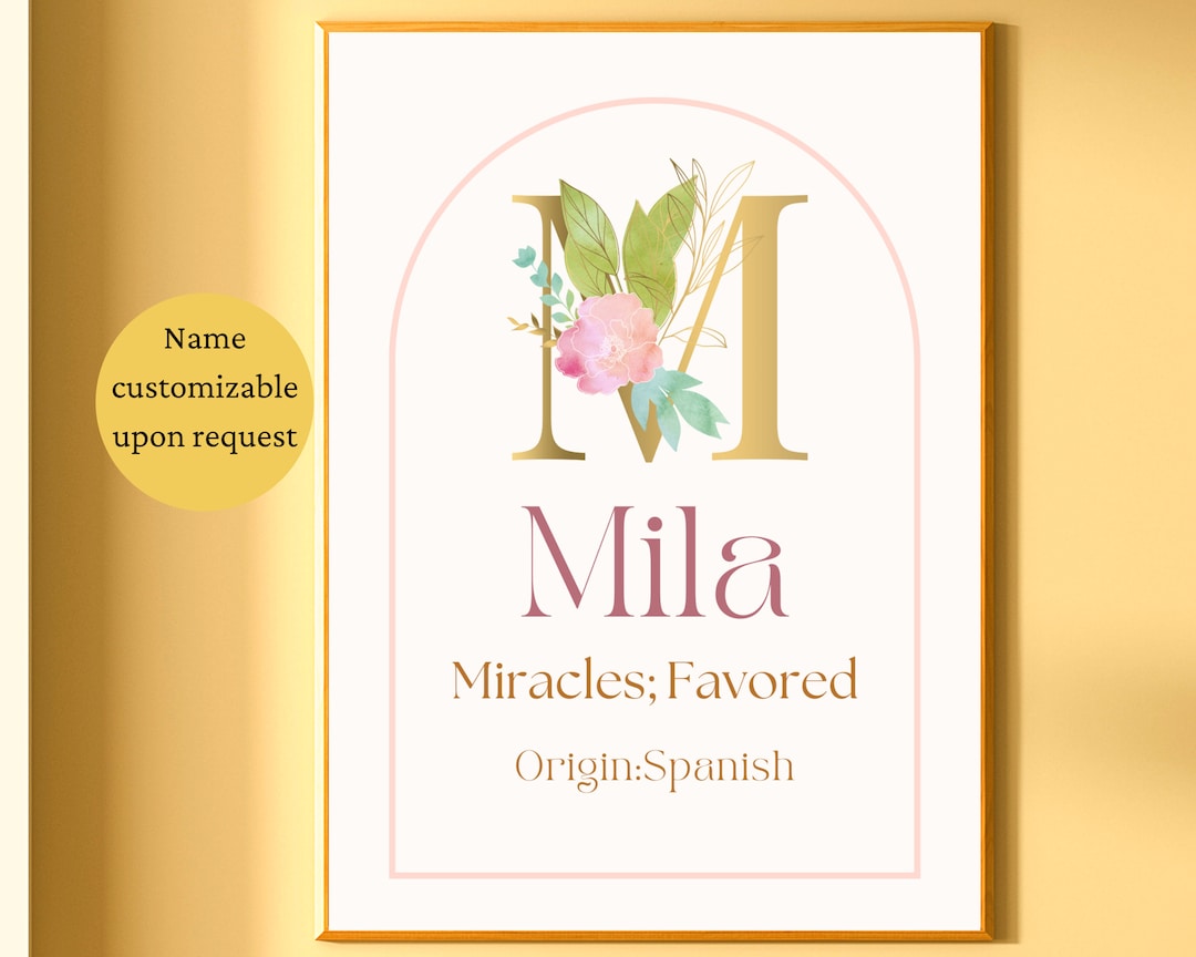 Mila Name Meaning Print With Flowers Biblical Name Meaning - Etsy