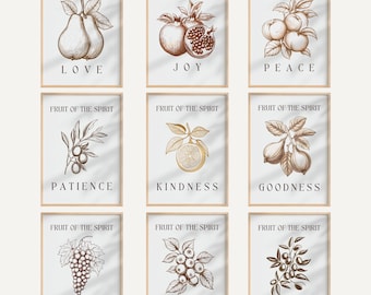 Fruit of the Spirit Print Set | Christian Gallery Wall Art (Digital Download)
