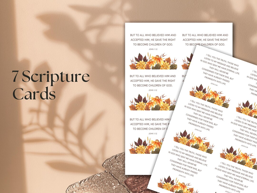 Floral Scripture Cards Bible Verse Cards for Bible Study Groups Custo ...