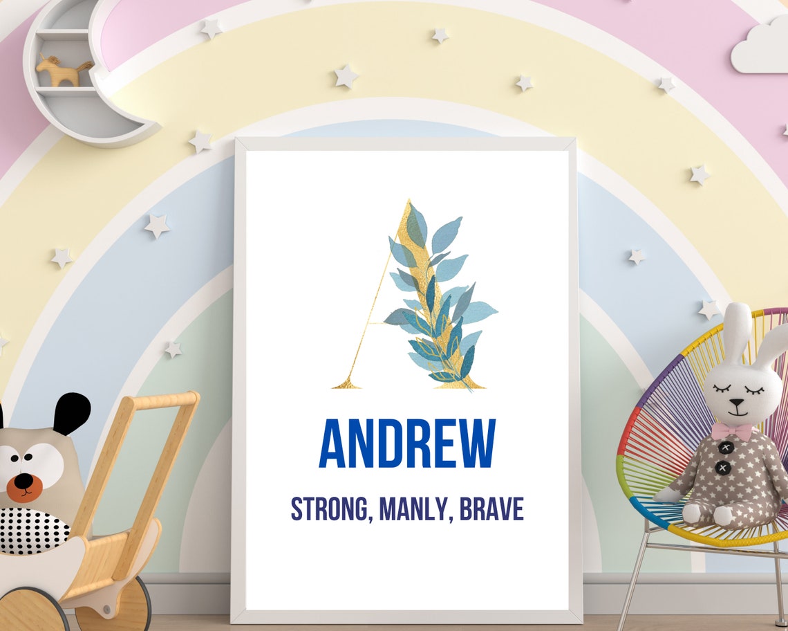 Andrew Name Meaning Wall Art Printable Baptism Gift Modern Etsy