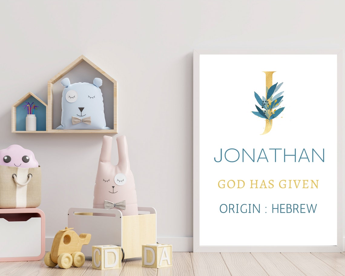 Jonathan Name Meaning Wall Art Printable In Hebrew Etsy