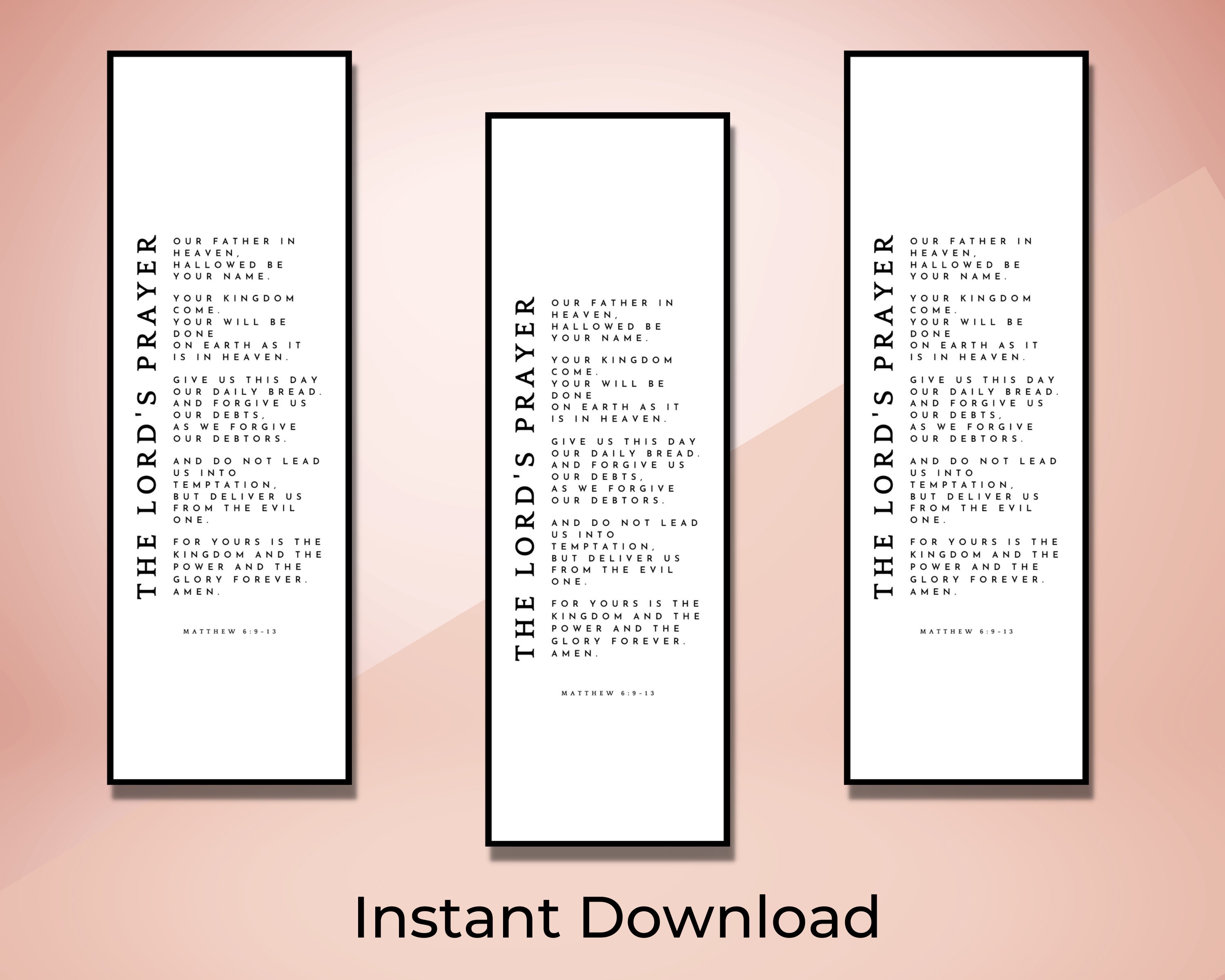 The Lords Prayer Printable Bookmark Bible Verse Bookmark Etsy The Lords Prayer Printable Bookmark Bible Verse Bookmark Etsy