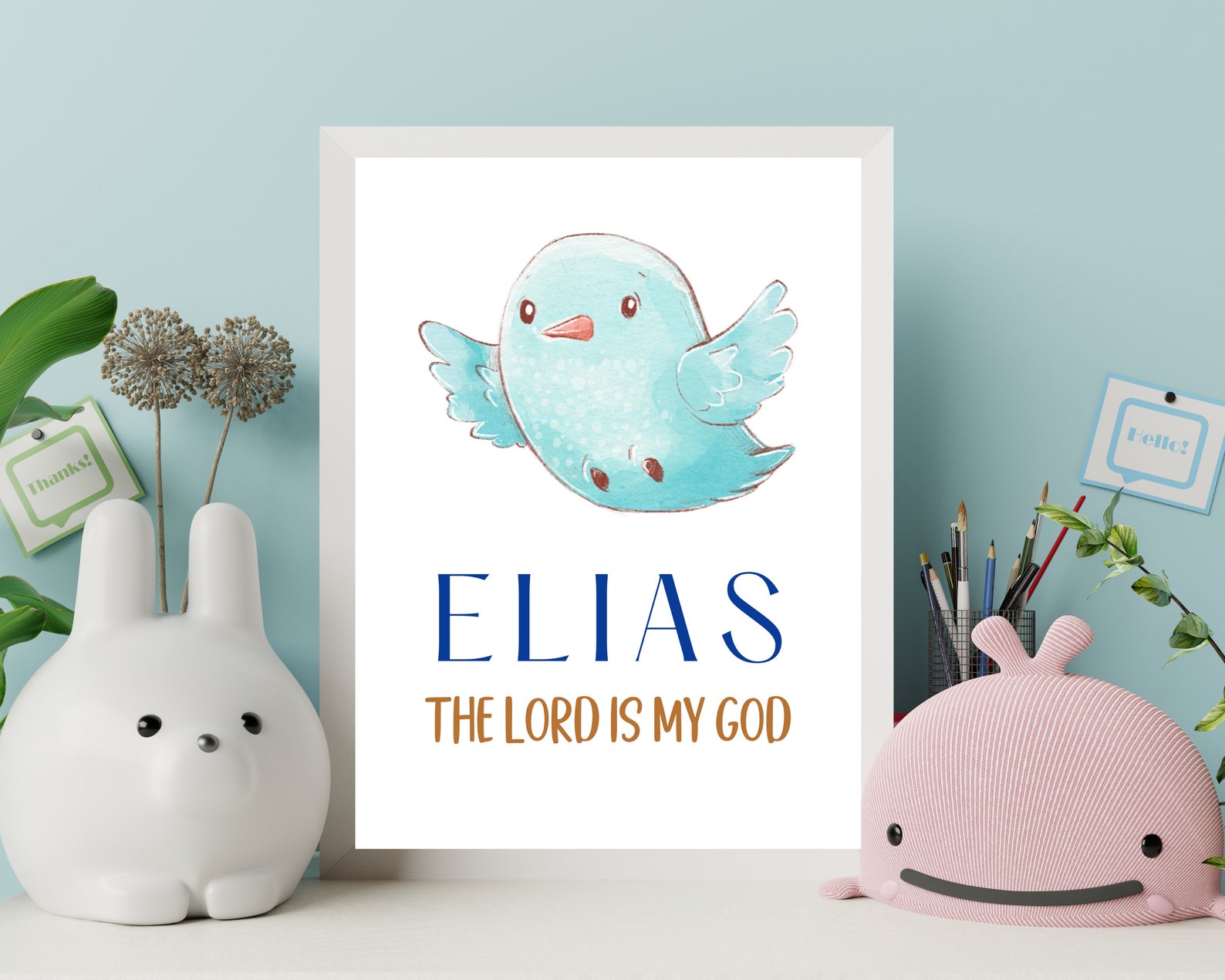 ELIAS Baby Name Meaning Wall Art Printable Blue Nursery Décor Etsy
