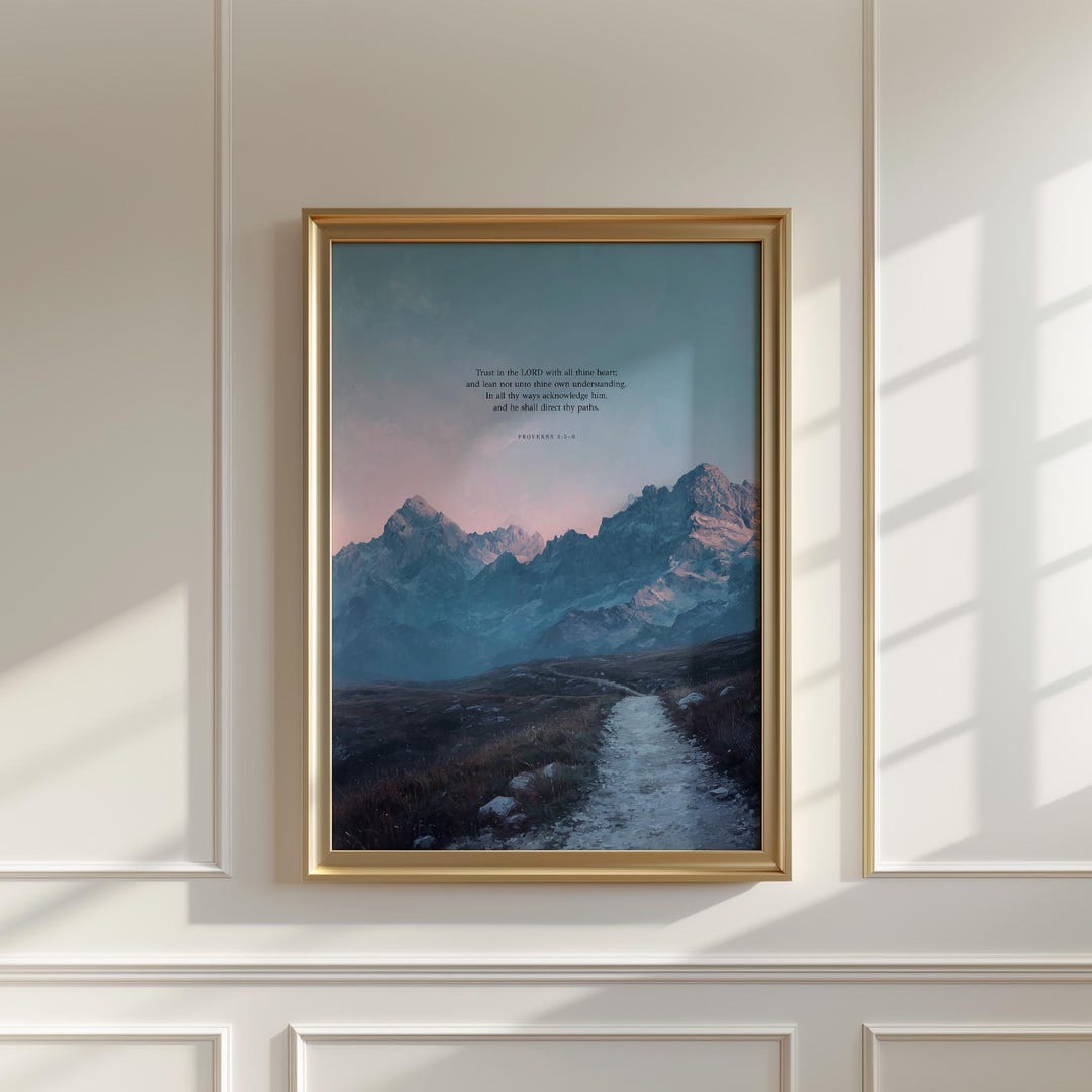 Proverbs 3:5-6 Mountain Path Print, Farmhouse Landscape Decor (digital ...