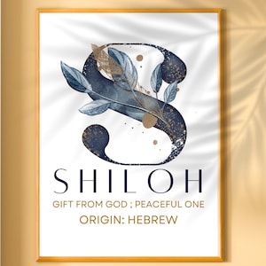 Significato del nome Shiloh, significato del nome del bambino personalizzabile, arte murale, regalo di dedica, arte murale moderna per la cameretta delle bambine, idee regalo per il battesimo