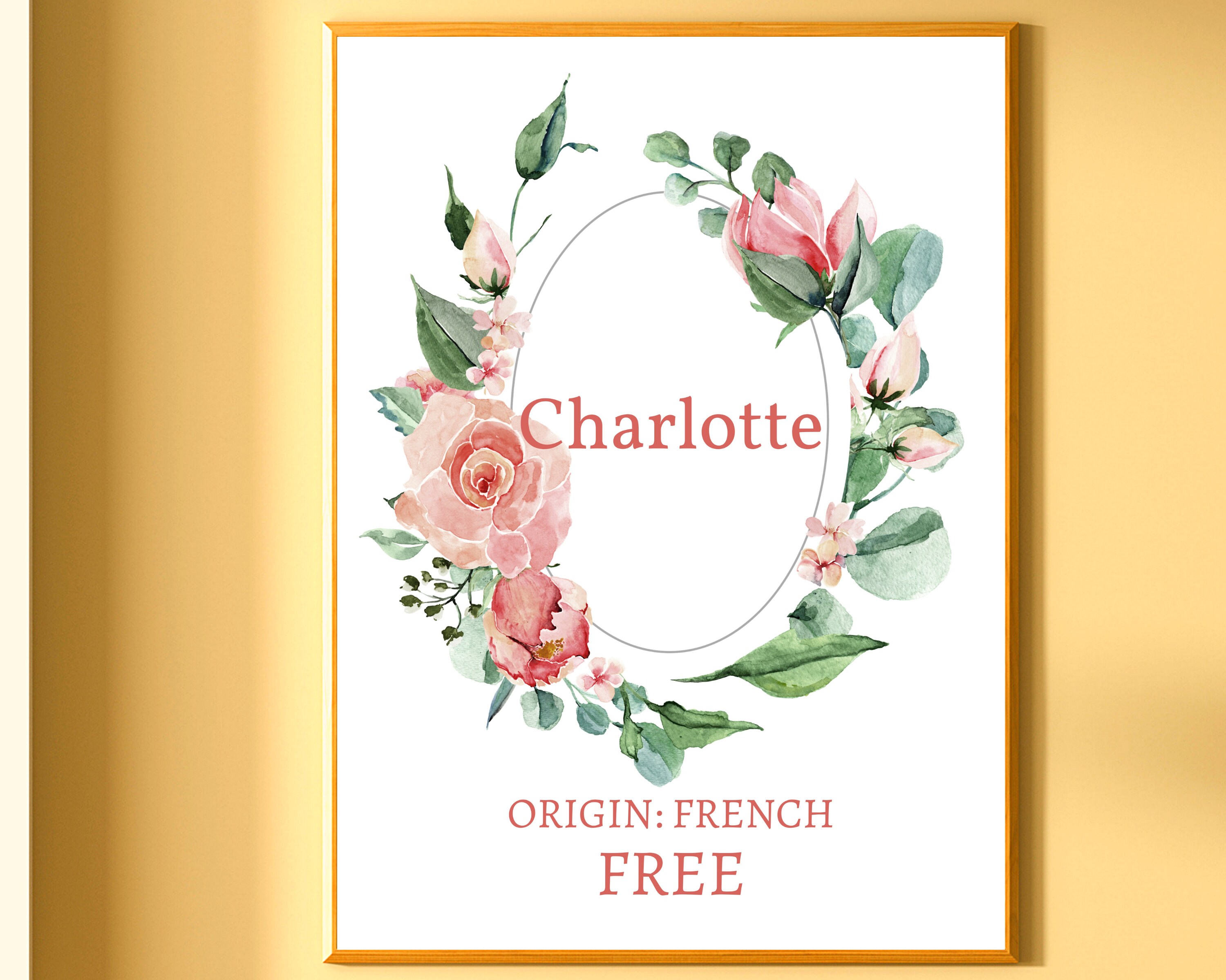 PERSONALIZED Charlotte Meaning Wall Art Printable, Baby Name Meaning