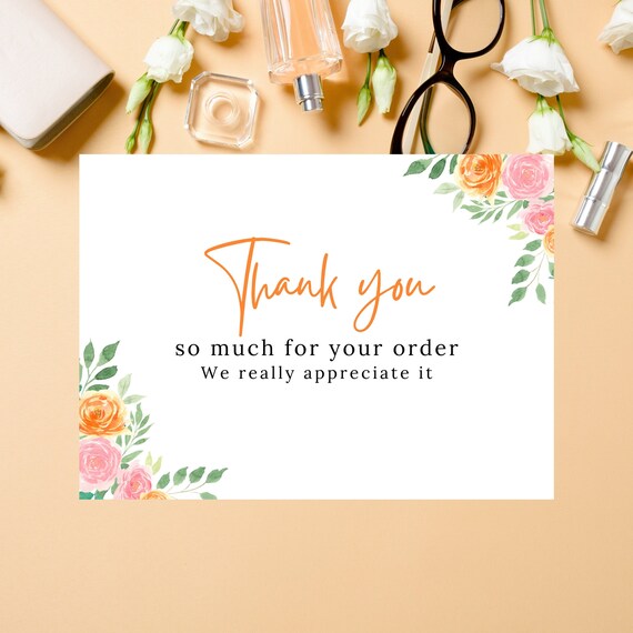 Etsy Shop Customer Thank You Cards Floral Purchase Etsy