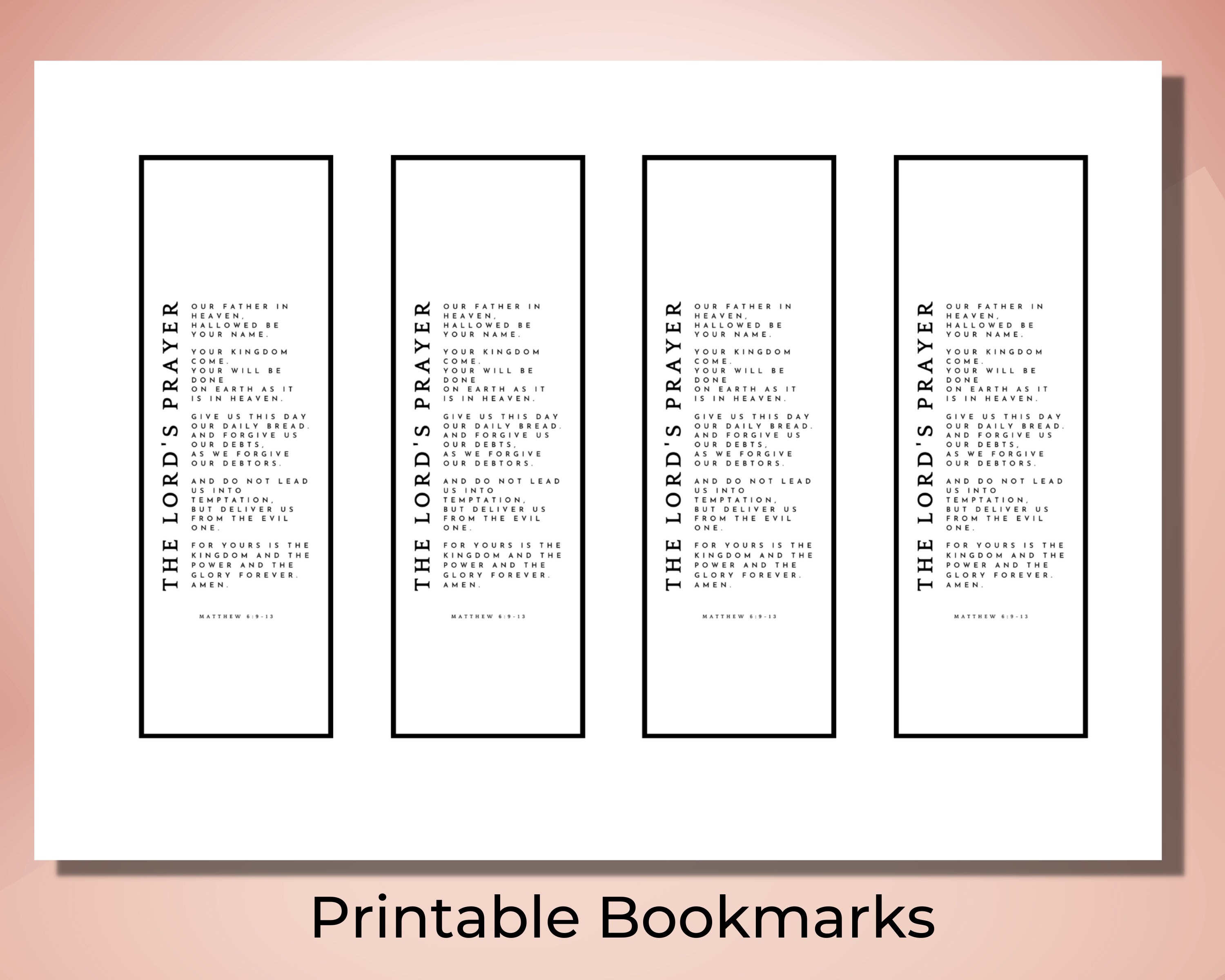 The Lords Prayer Printable Bookmark Bible Verse Bookmark Etsy
