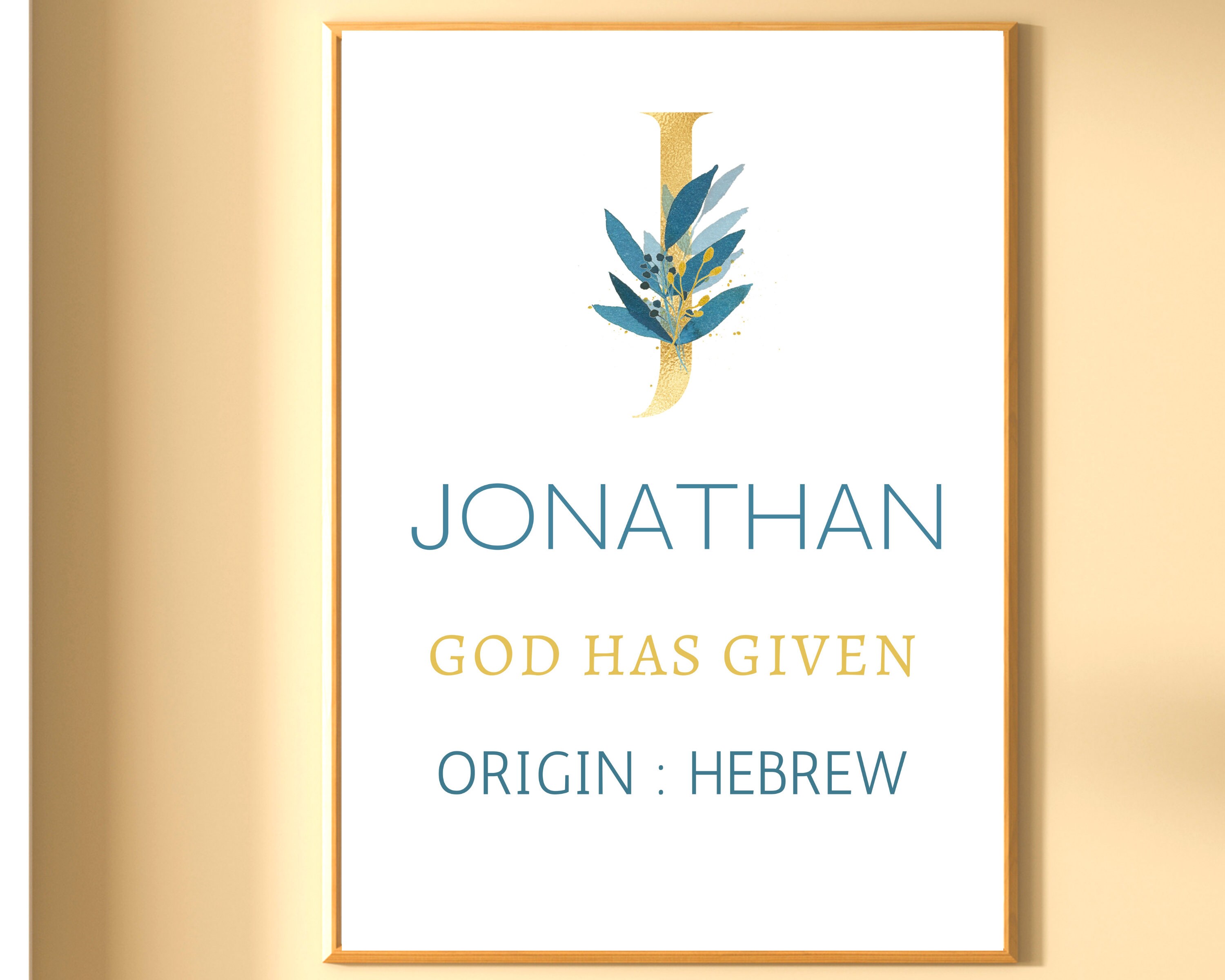 Jonathan Name Meaning Wall Art Printable In Hebrew Baby Etsy