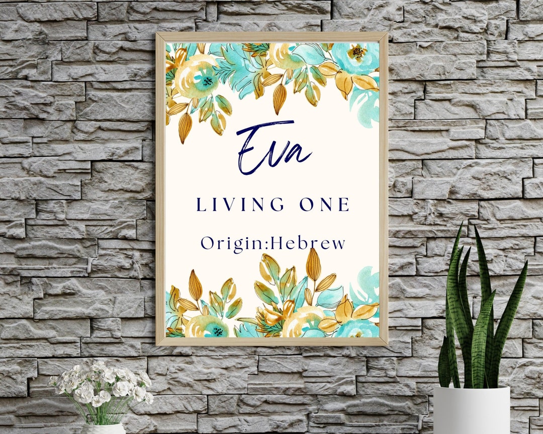 Custom Baby Name With Meaning, Nursery Wall Art, PERSONALIZED Gift Eva