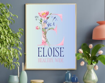 Custom Girls Room Name Sign Poster Baptism Gift PERSONALIZED Eloise Baby Name Meaning Wall Art Printable Nursery Wall Décor Baby Shower Gift