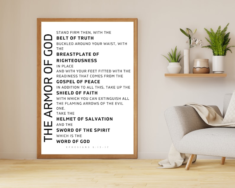 Armor of God Wall Art Printable Large Scripture Wall Art for Etsy