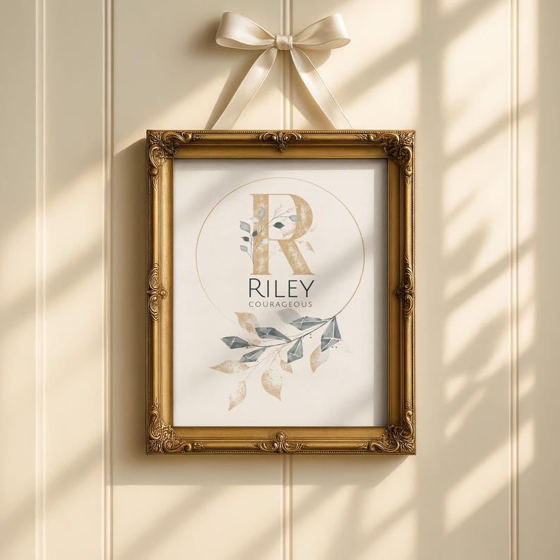Letter Riley May Custom Riley Name Meaning Print, Botanical Monogram Nursery Art ...