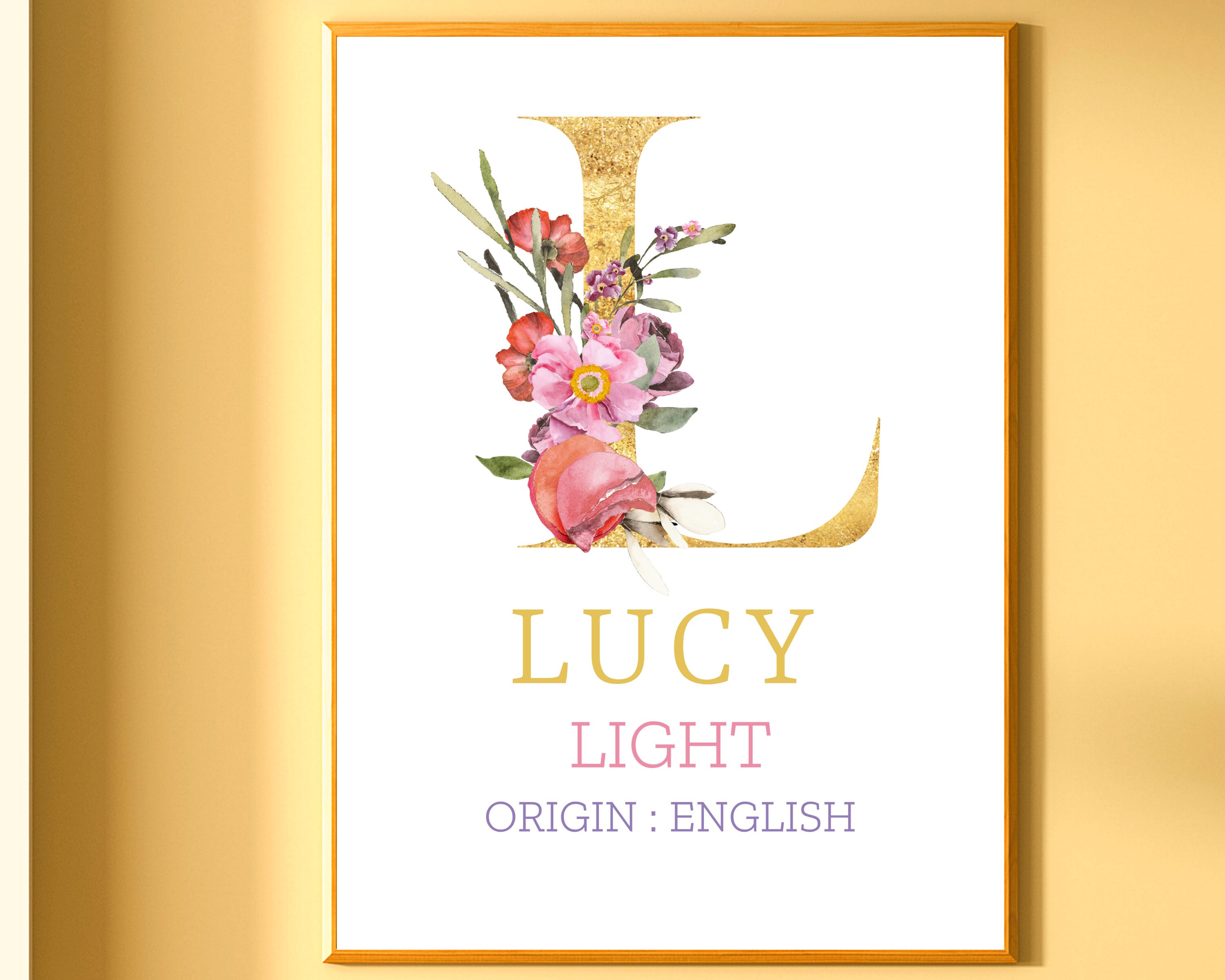 Lucy Name Meaning Wall Art Printable Nursery Room Wall Art Modern 