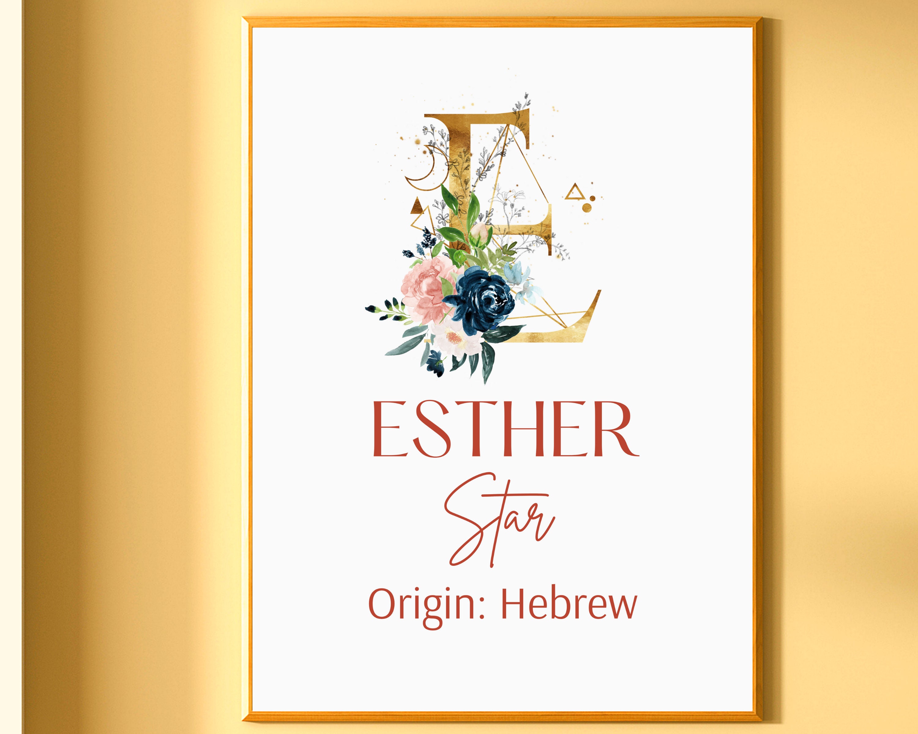 Esther Name Meaning Printable Kids Room Wall Art Baby Name Etsy
