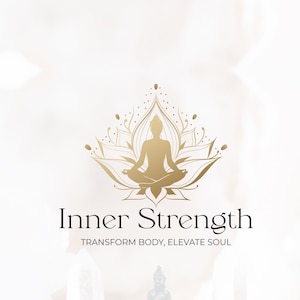 Yoga Logo, Lotus Woman Logo, Lotus Logo, Meditation Logo, Wellness Logo, Flower Logo, Rose Gold Logo | Premade Logo Design
