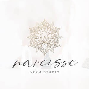 Mandala and Lotus Logo, Yoga Logo, Mandala Logo Design, Bohemian Logo, Wellness Logo, Flower Logo, Boho Logo, Lotus Logo, Beauty Logo