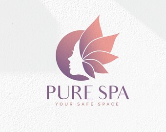 Spa Logo design, Lotus Logo, Abstract Woman Face Logo, Wellness Logo, Coaching Logo | Premade Logo Design