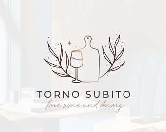 Wine and Dine Logo, Fine Dining Restaurant Logo, Wine Shop Logo, Culinary Logo, Bistro Logo, Wine and Gourmet Logo | Premade Logo design