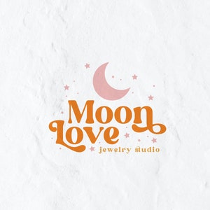 Moon Logo, Retro Logo, Vintage Logo, Cosmetic Logo, Spiritual Logo, Jewelry Logo, Boutique Logo | Premade Logo design